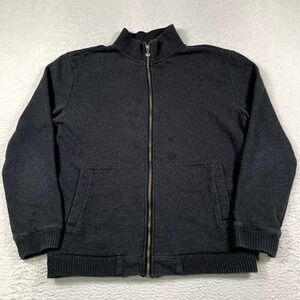 Linksoul Sweater Mens Size Large Gray Full Zip Golf Tempus Fugit (STAIN)